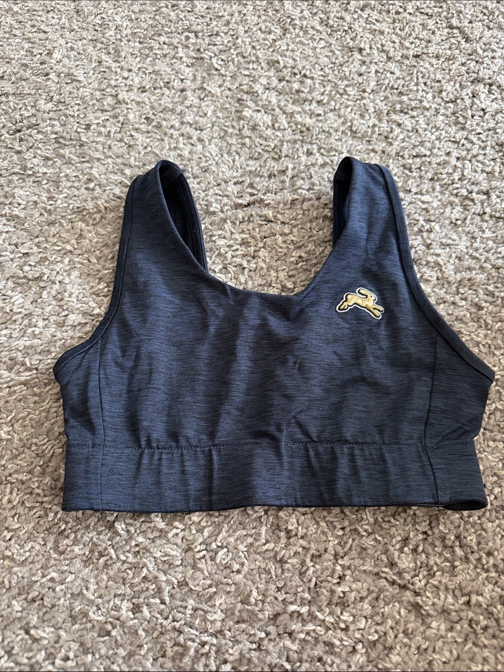 Tracksmith Navy Blue Sports Bra with Logo